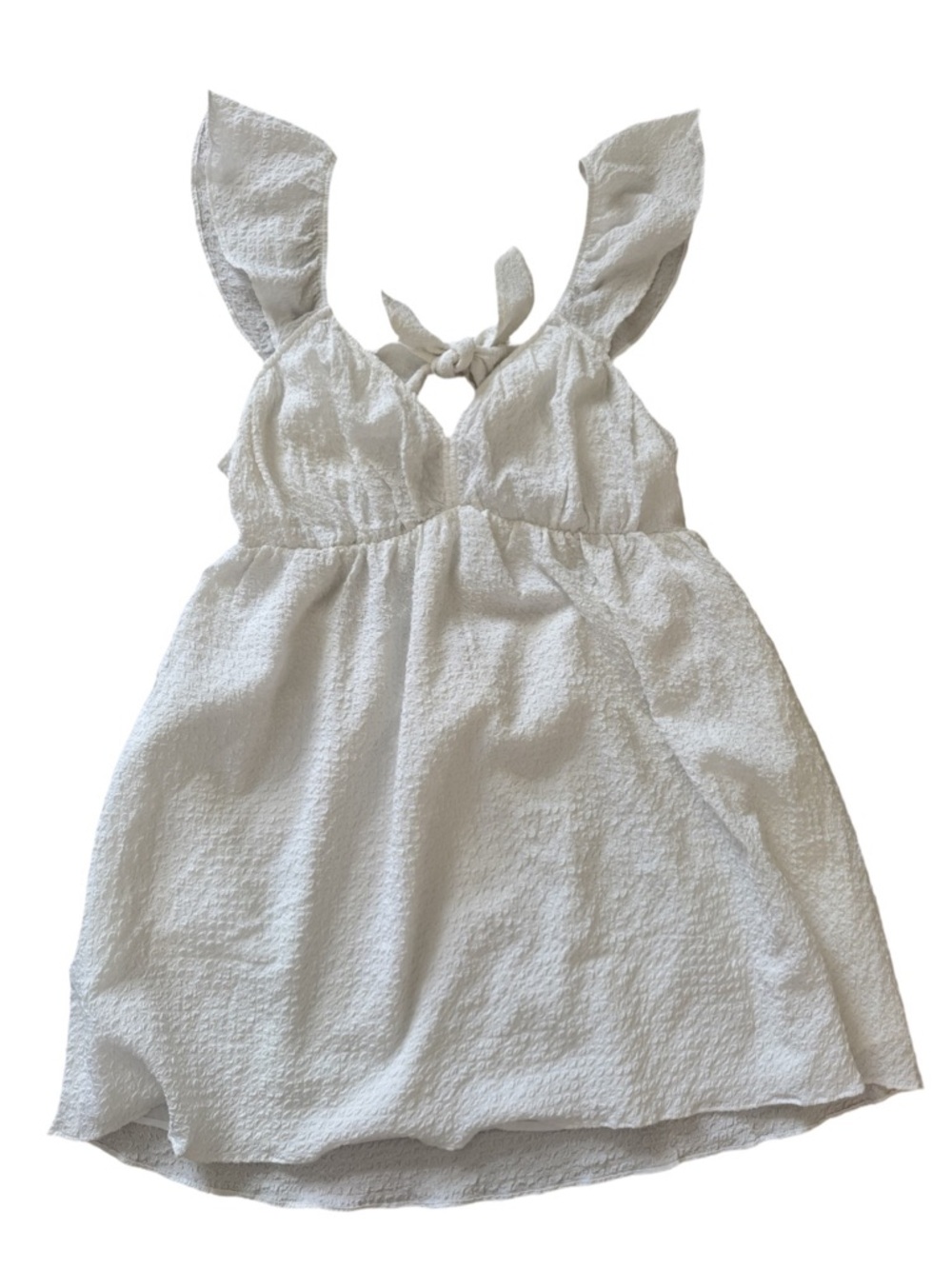 American Eagle Outfitters White Textured Sundress with Tie Back